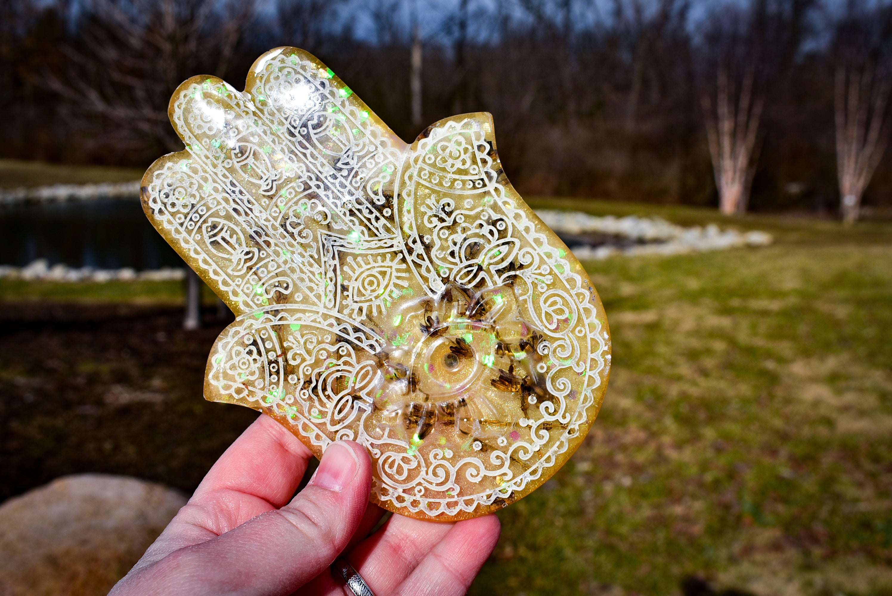 Lavendar Infused Hamsa Hand Incense Holder