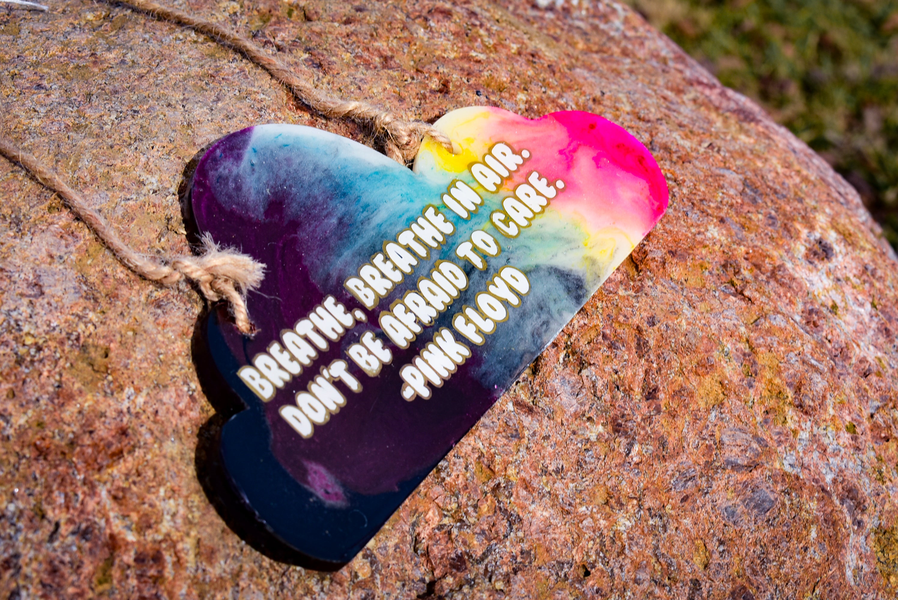 “Breathe” Rainbow Cloud Resin Quote Hanger – Pink Floyd Wall & Window Art
