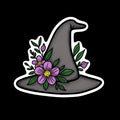 Floral Witch Hat Sticker