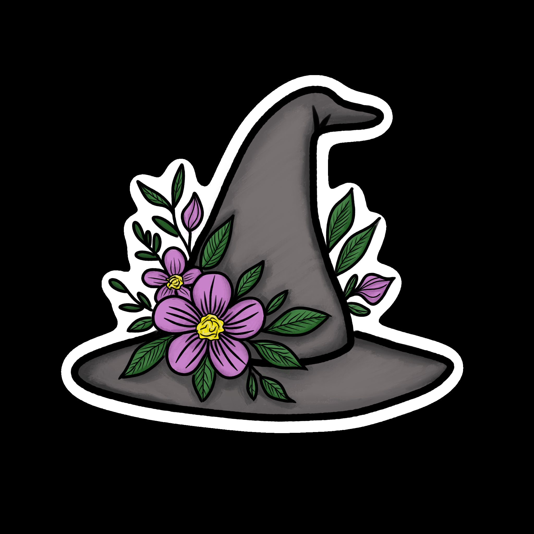 Floral Witch Hat Sticker